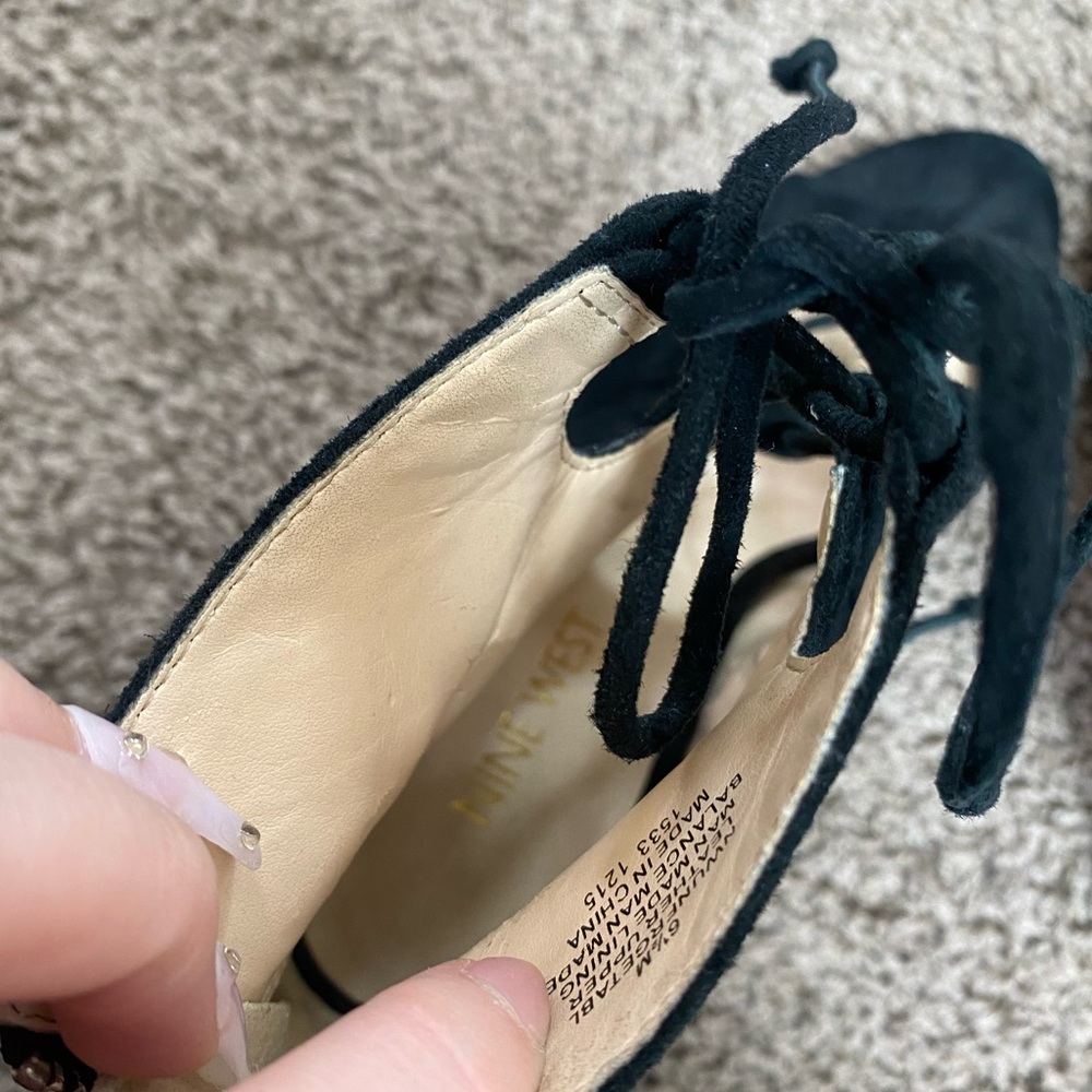 Nine West lace up open toe heels